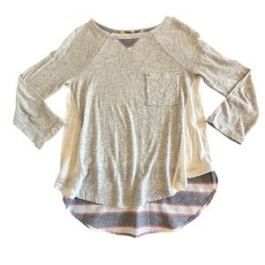 Anthropologie Little Yellow Button Top‎ High Low Hem Long Sleeve Boho Blouse